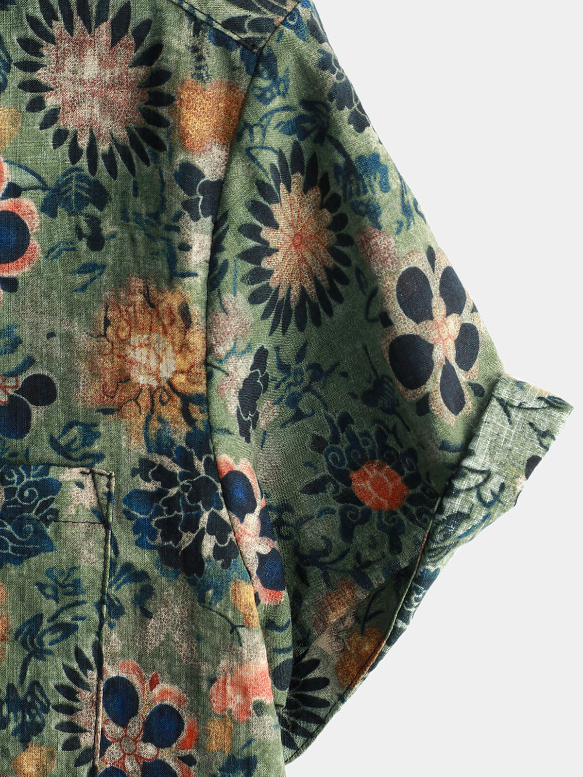 Camisa casual vintage floral estampado de manga corta para hombre