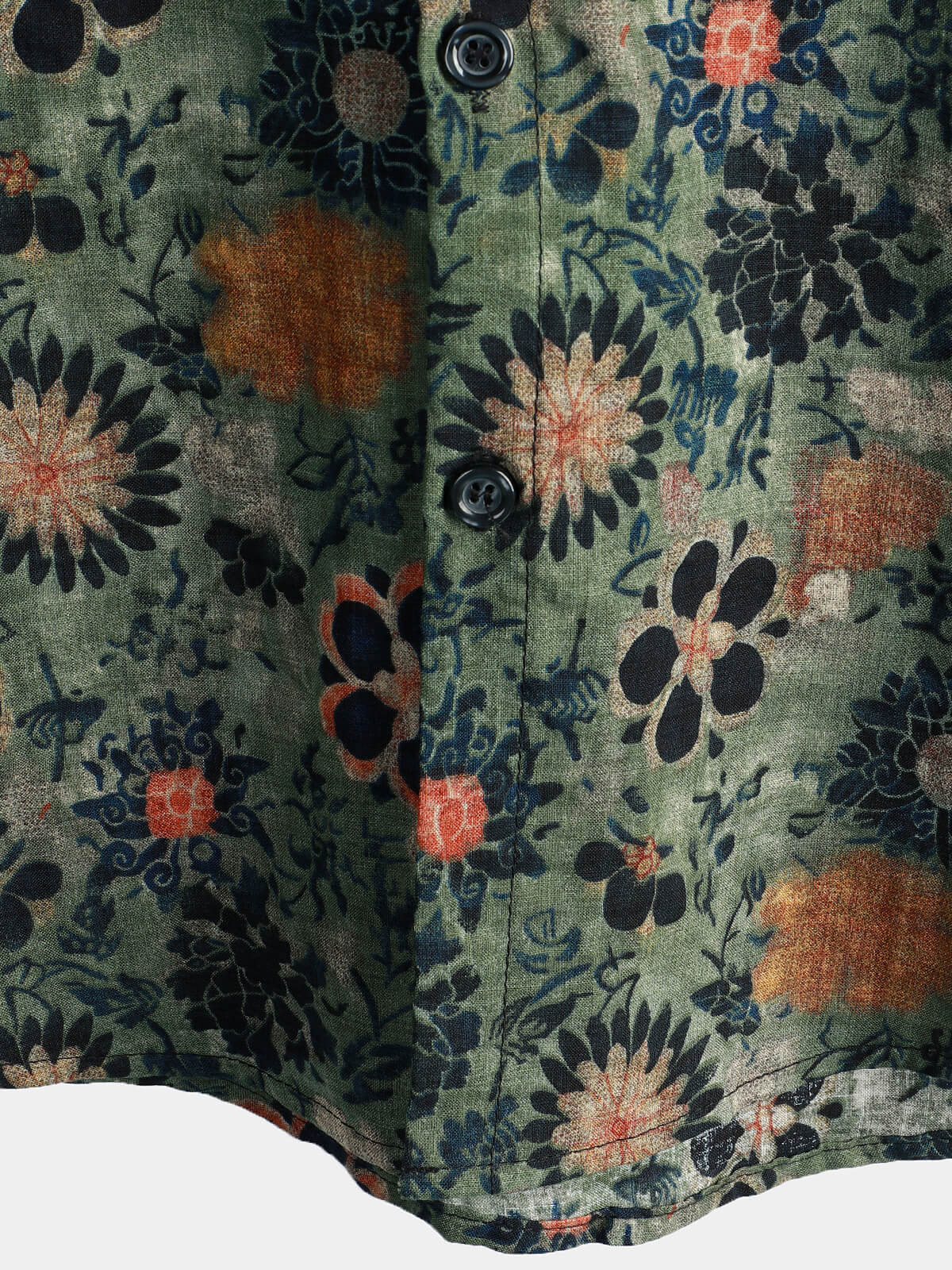 Camisa casual vintage floral estampado de manga corta para hombre