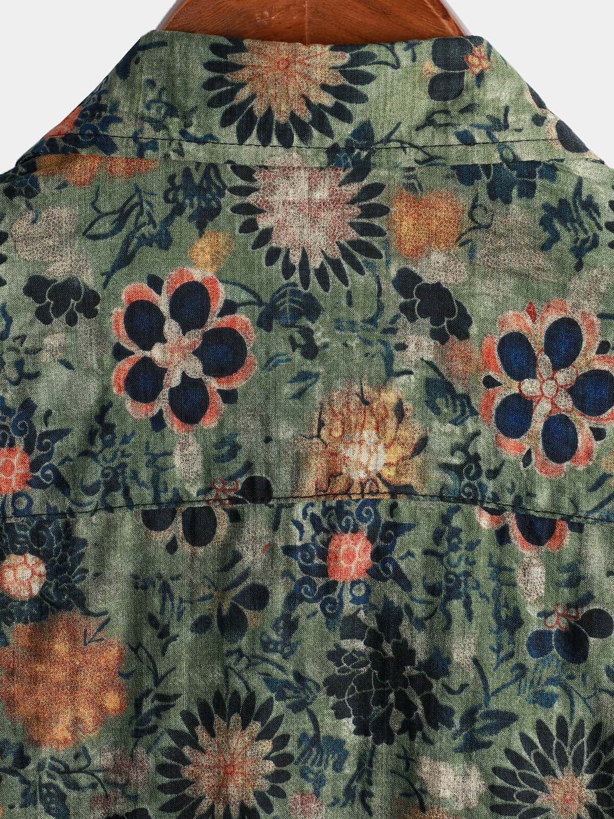 Camisa casual vintage floral estampado de manga corta para hombre