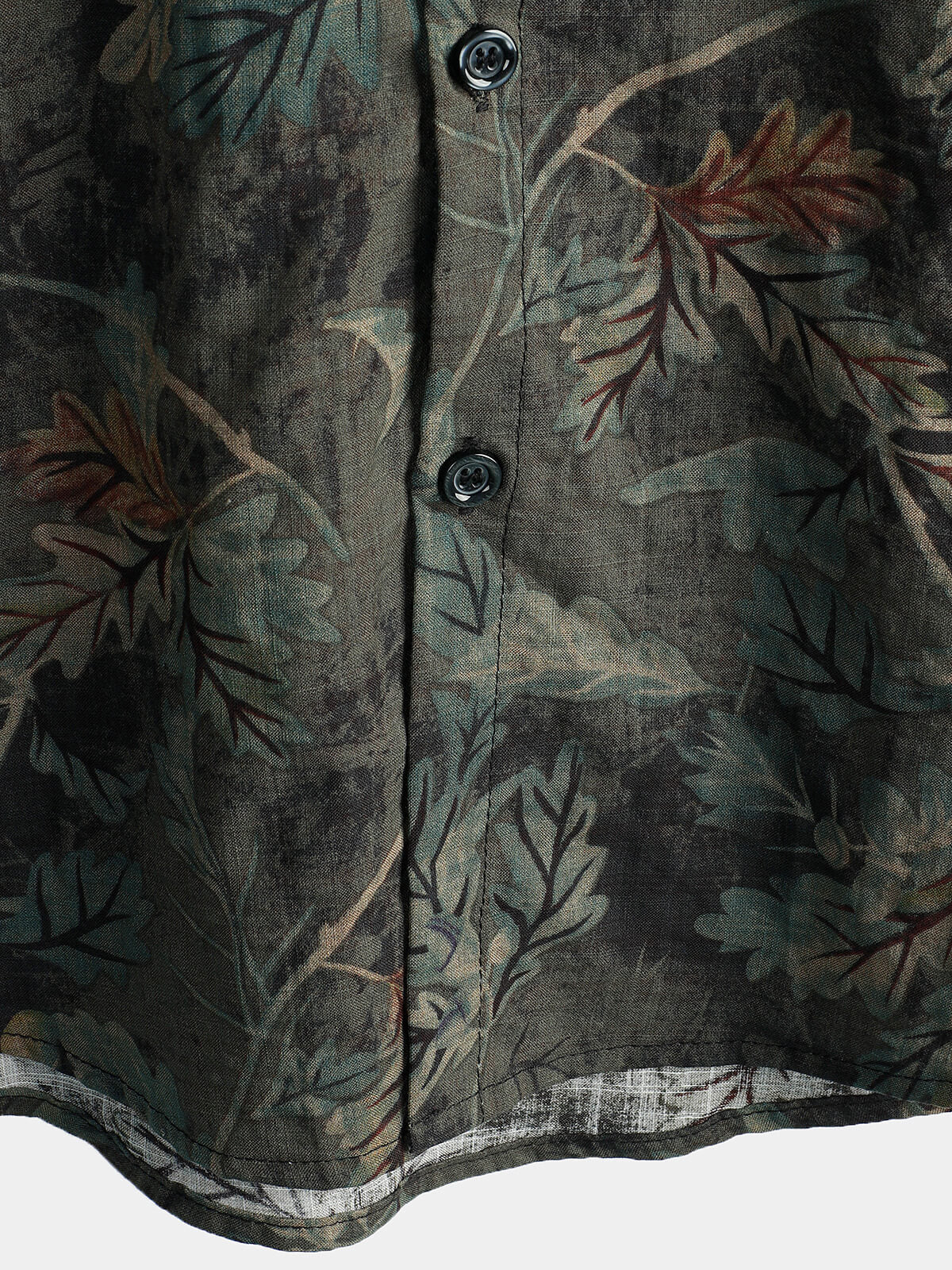 Camisa retro Leaf de manga corta Hawaiian Beach para hombre