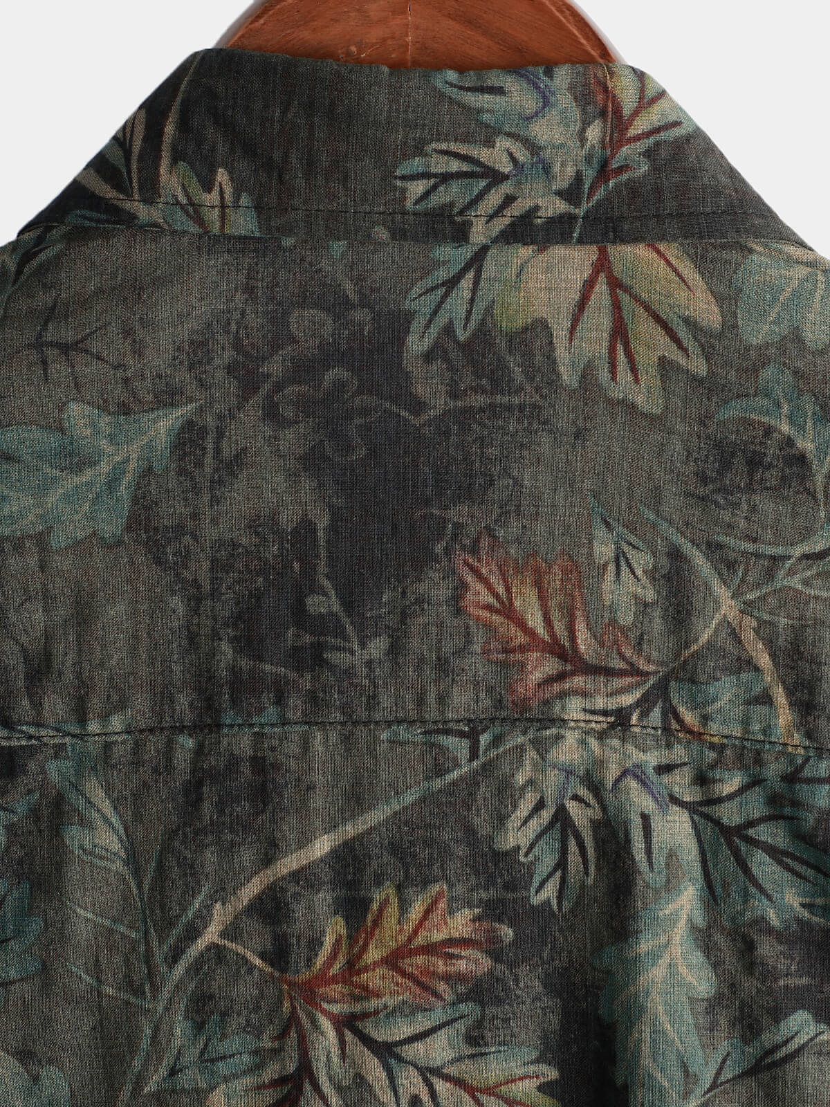 Camisa retro Leaf de manga corta Hawaiian Beach para hombre
