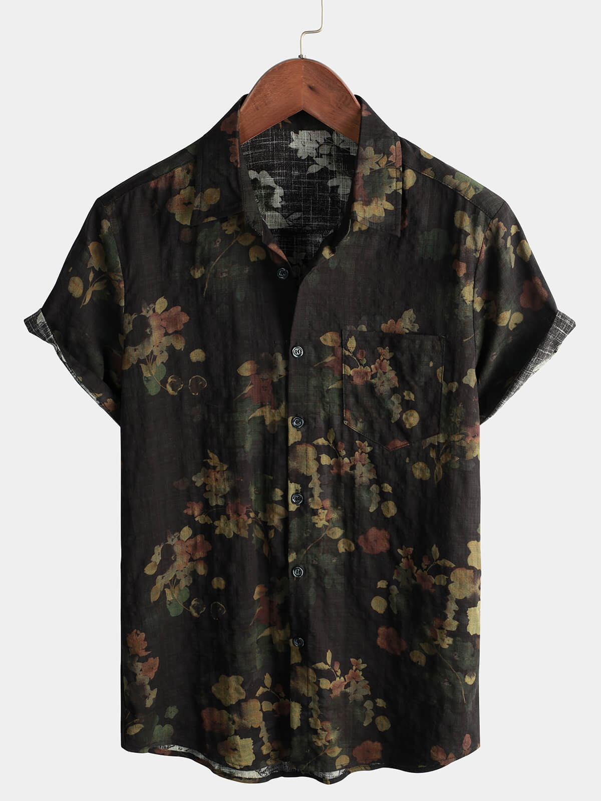 Camisa de manga corta casual de algodón Beach para hombre