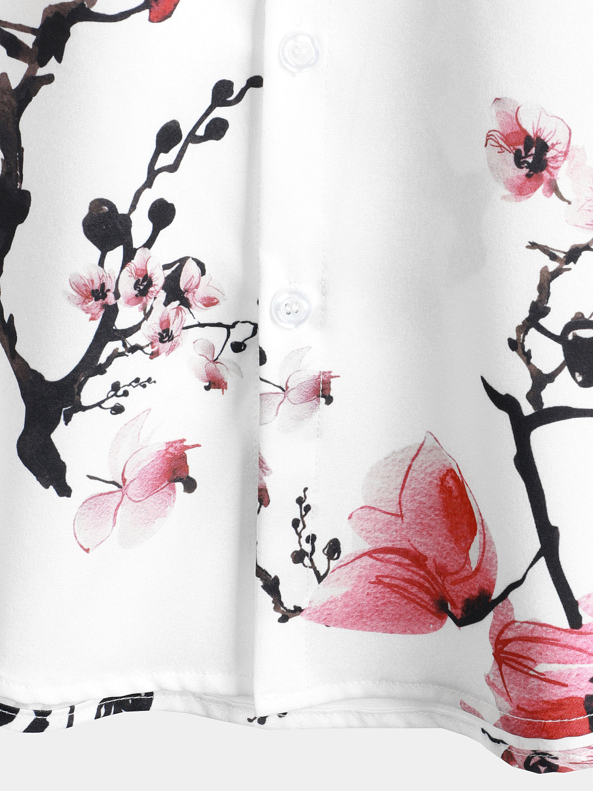 Camisa casual Pink floral estampado Summer Button Up Flower de manga corta Cherry Blossom para hombre