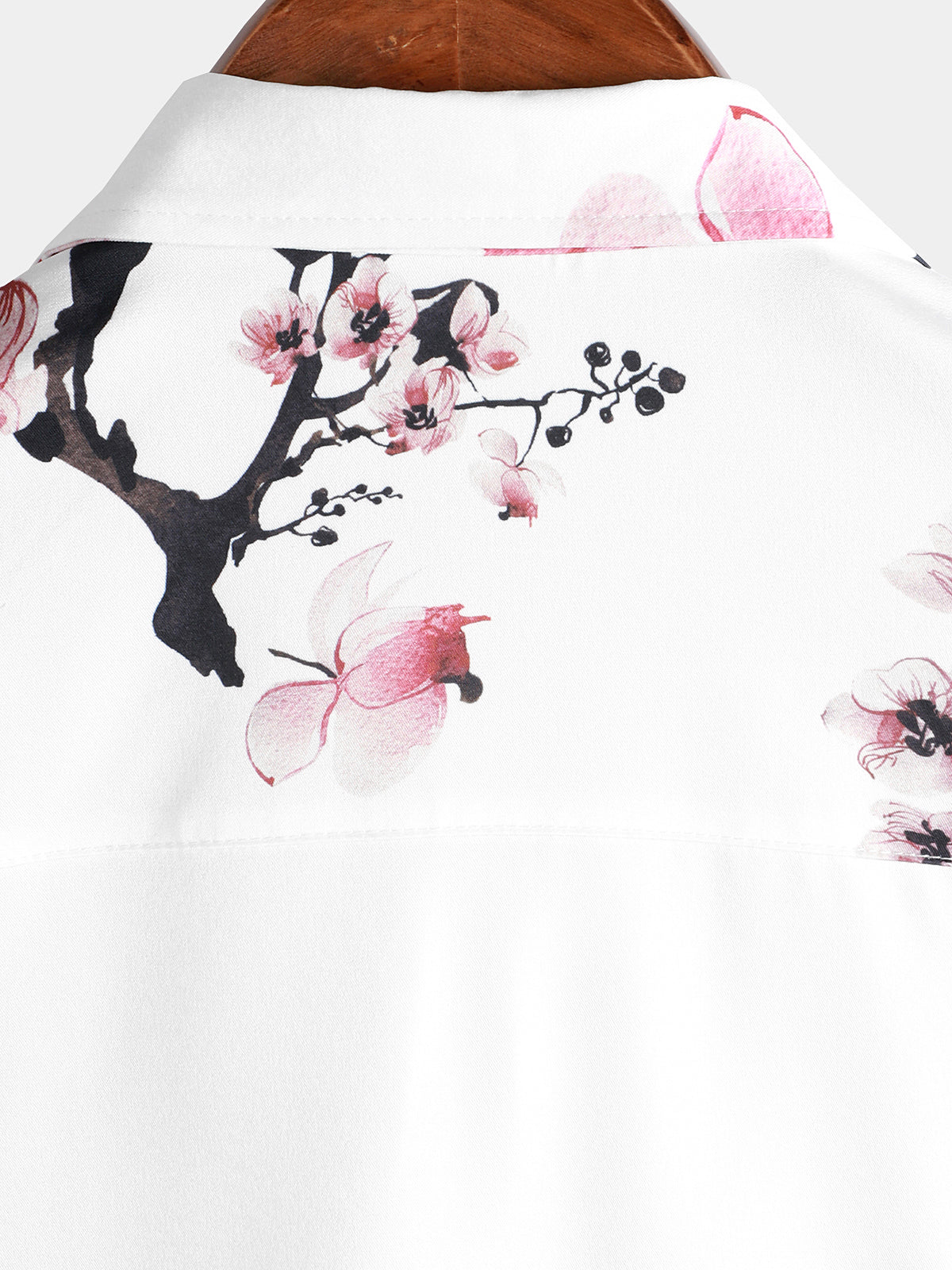 Camisa casual Pink floral estampado Summer Button Up Flower de manga corta Cherry Blossom para hombre