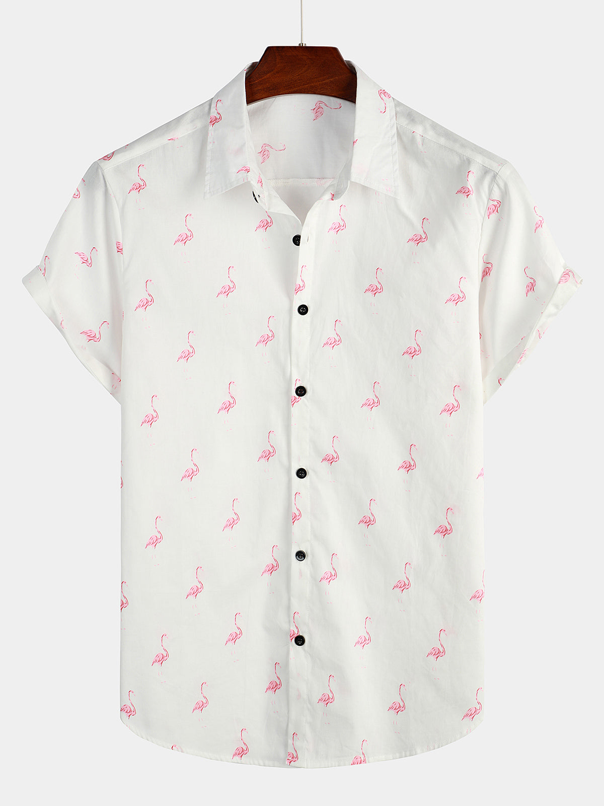 Camisa Tropical Flamingo Animal Button Up casual Hawaiian Holiday de manga corta para hombre