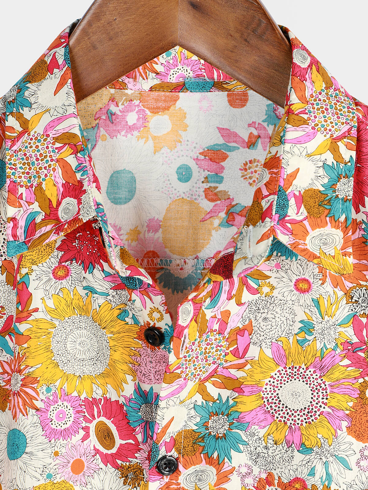 Camisa floral Cool Flower Summer de algodón Button Up Beach de manga corta Hawaiian para hombre