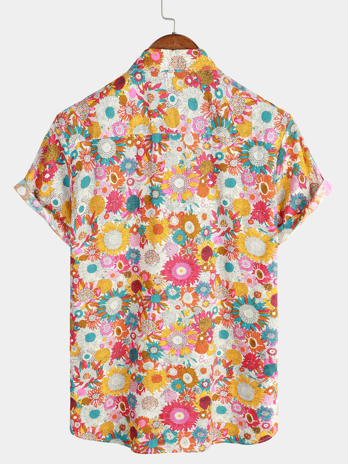 Camisa floral Cool Flower Summer de algodón Button Up Beach de manga corta Hawaiian para hombre