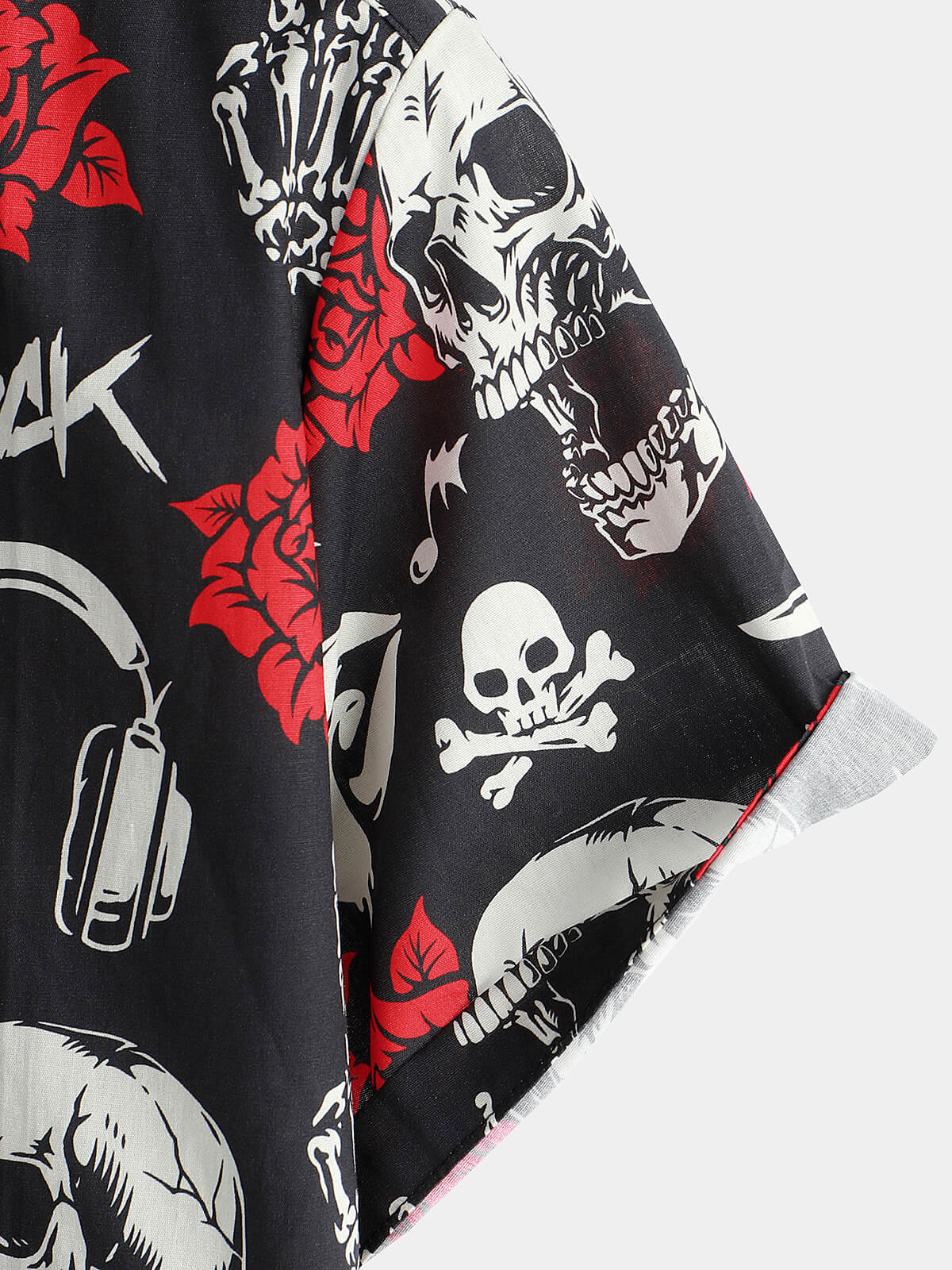 Camisa Skull Rose floral Punk Rocker Cool Rock Music de manga corta Hawaiian para hombre