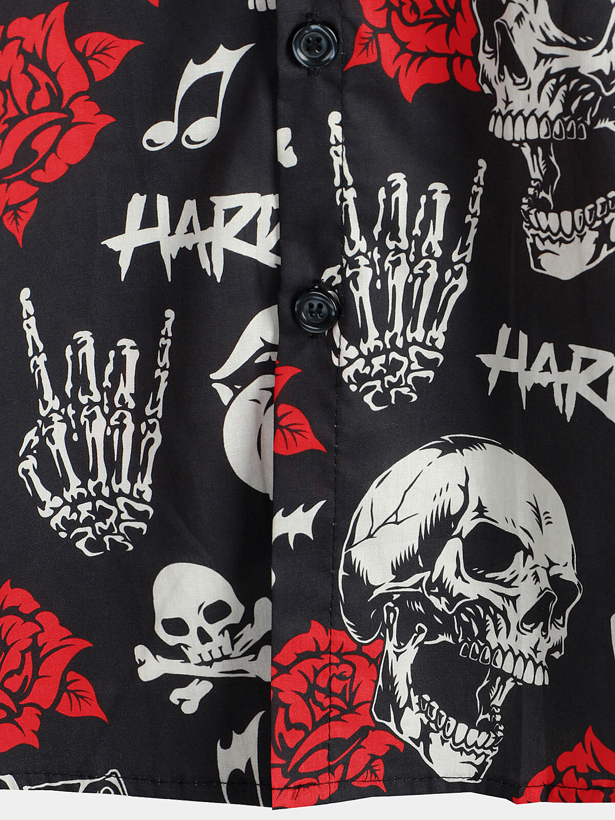 Camisa Skull Rose floral Punk Rocker Cool Rock Music de manga corta Hawaiian para hombre