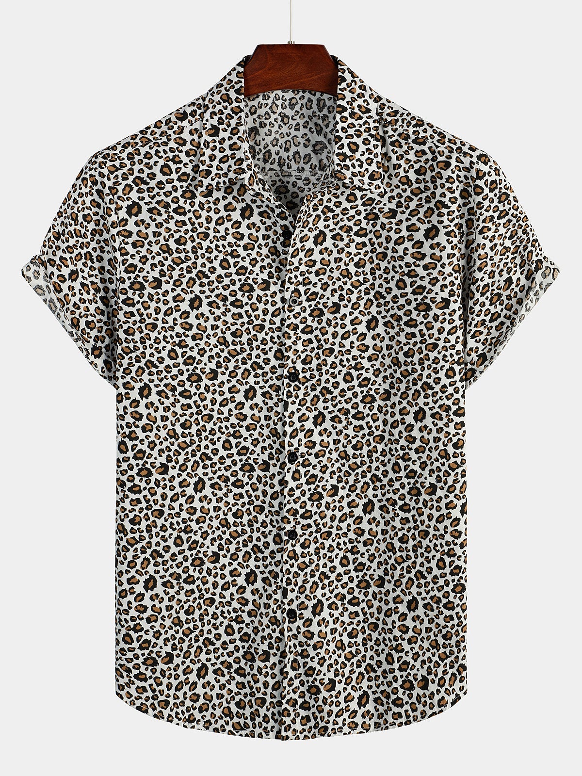 Camisa Rock Leopard estampado de manga corta para hombre