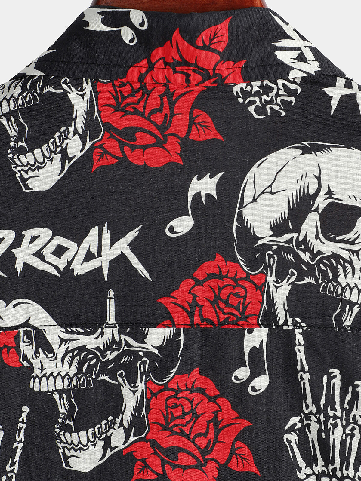 Camisa Skull Rose floral Punk Rocker Cool Rock Music de manga corta Hawaiian para hombre