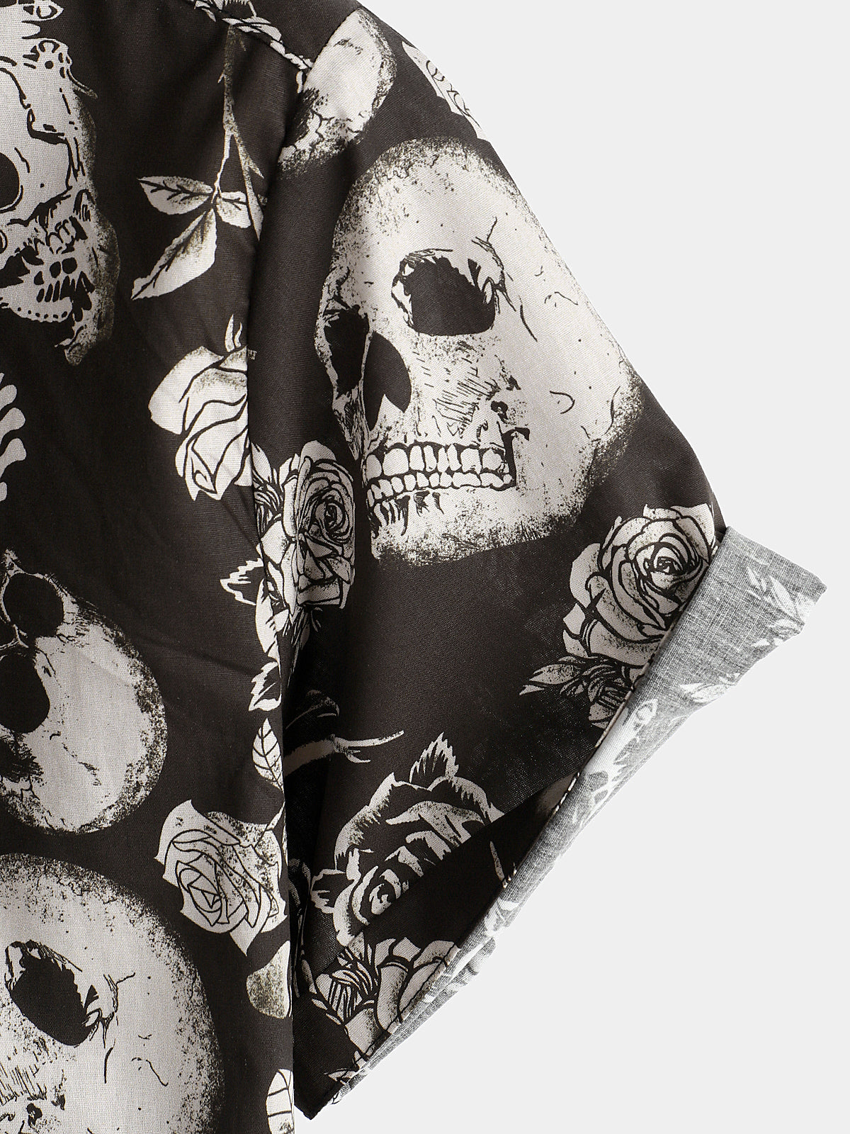 Camisa Skull Rose floral Punk Rock and Roll Cool Button Up para hombre