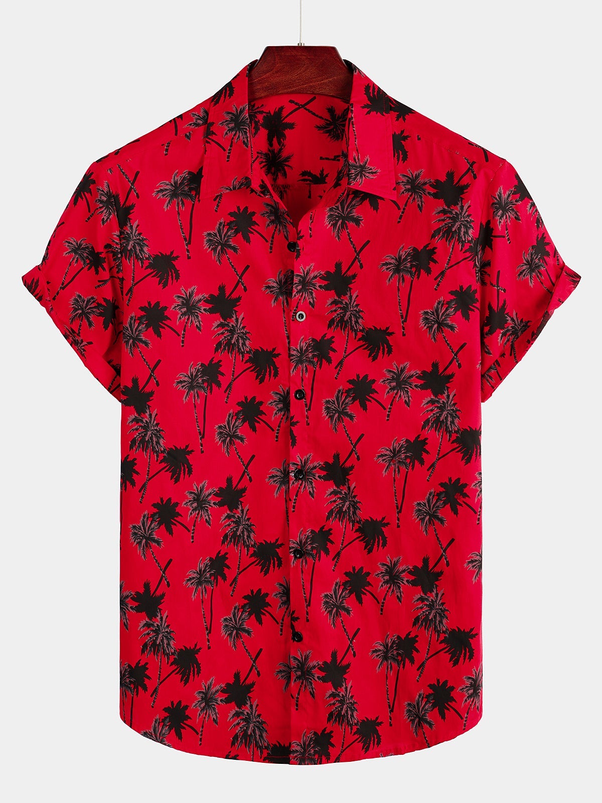 Camisa Summer Tropical Coconut Tree estampado de manga corta para hombre