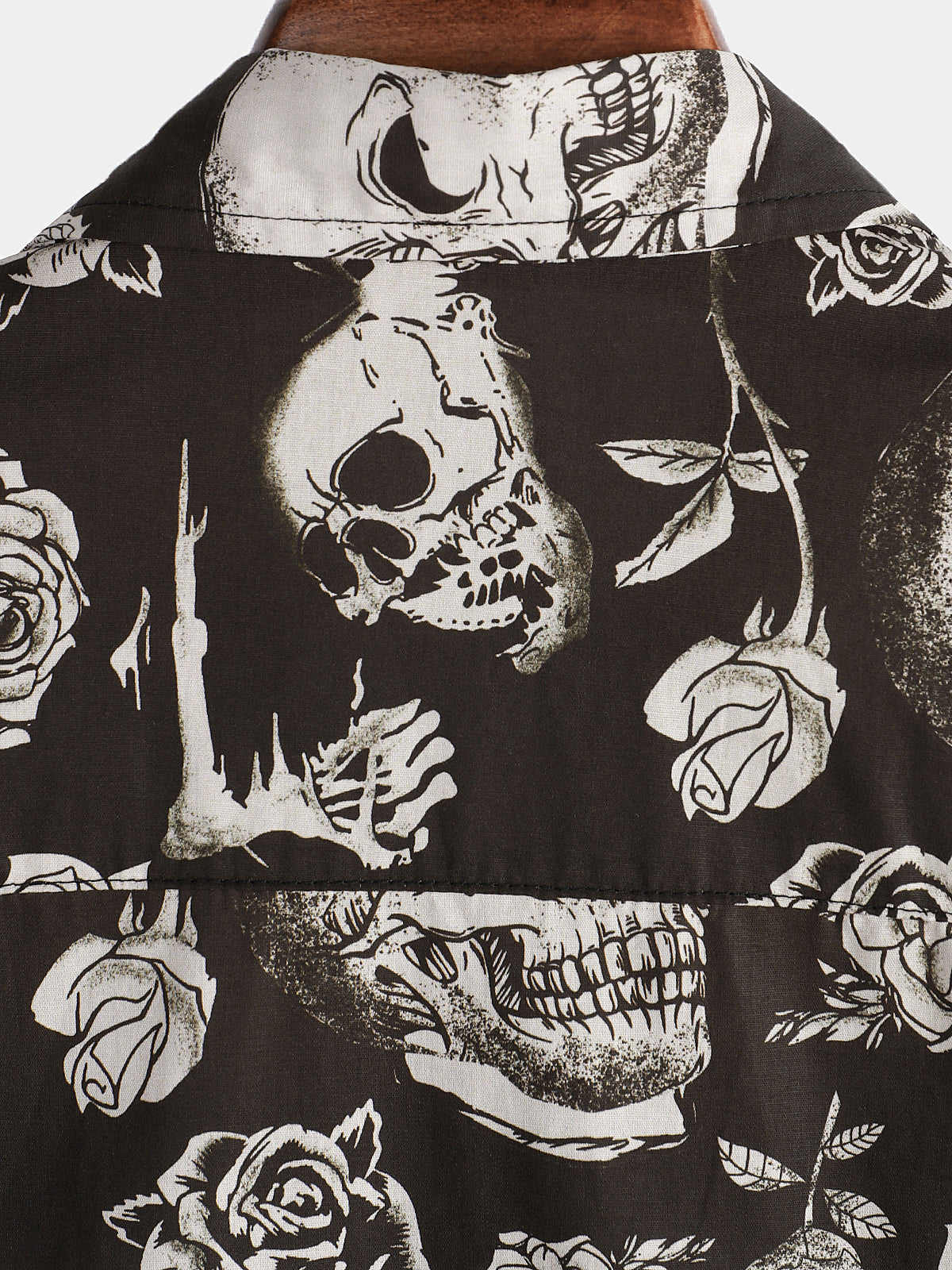 Camisa Skull Rose floral Punk Rock and Roll Cool Button Up para hombre
