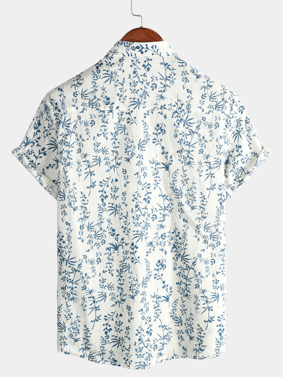 Camisa de algodón floral Button Up Summer de manga corta para hombre