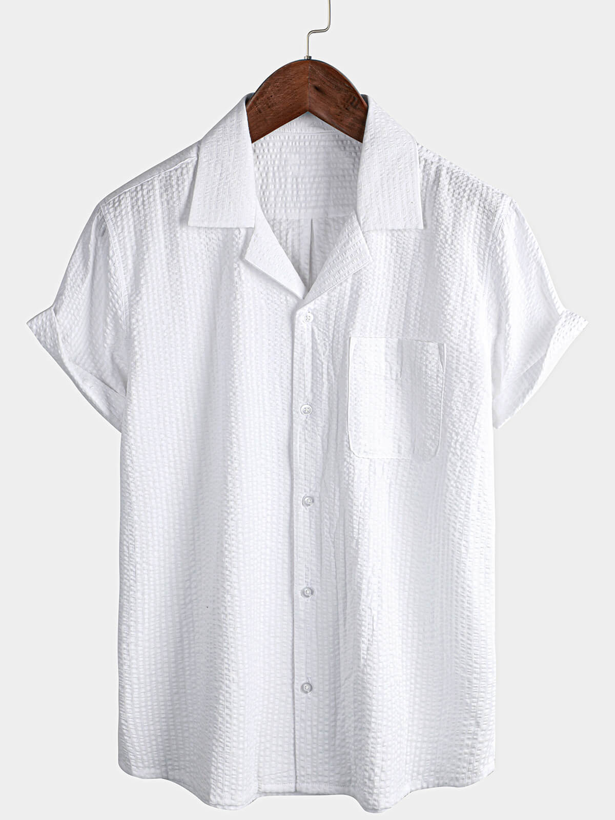 Camisa Button Up casual 100% de algodón Summer Pocket de manga corta para hombre