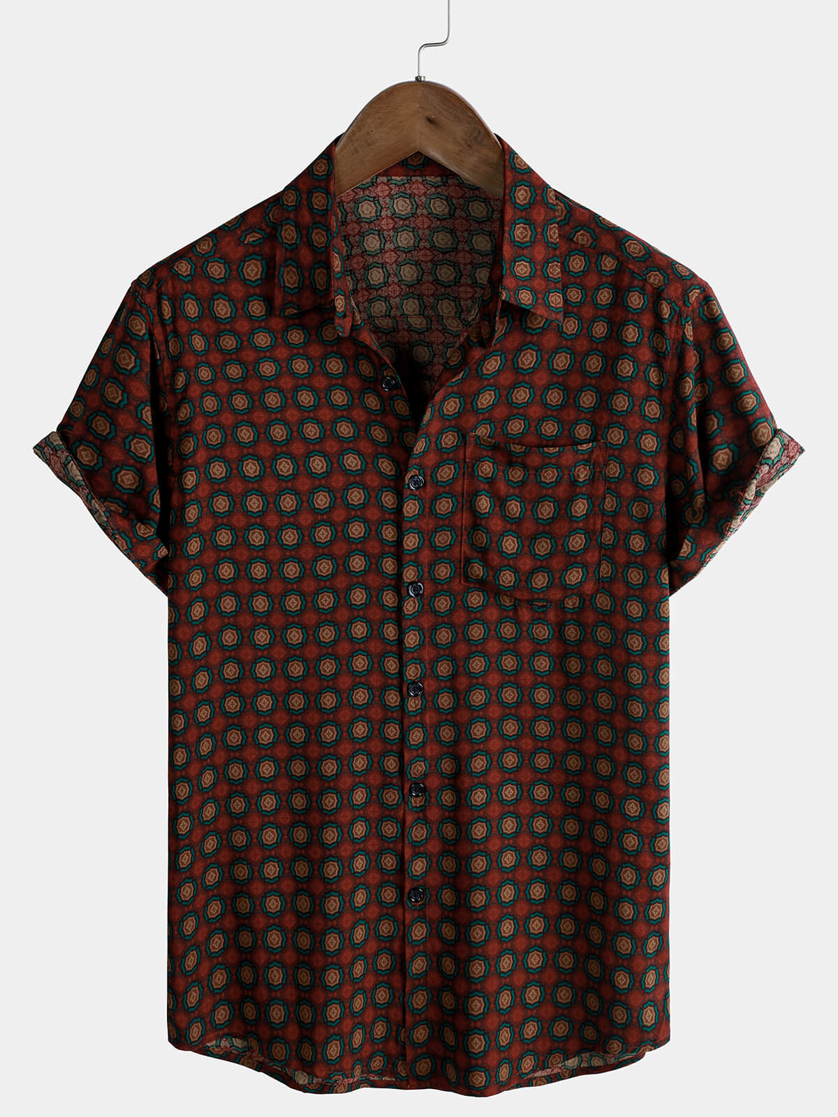Camisa casual vintage Summer Beach de manga corta para hombre