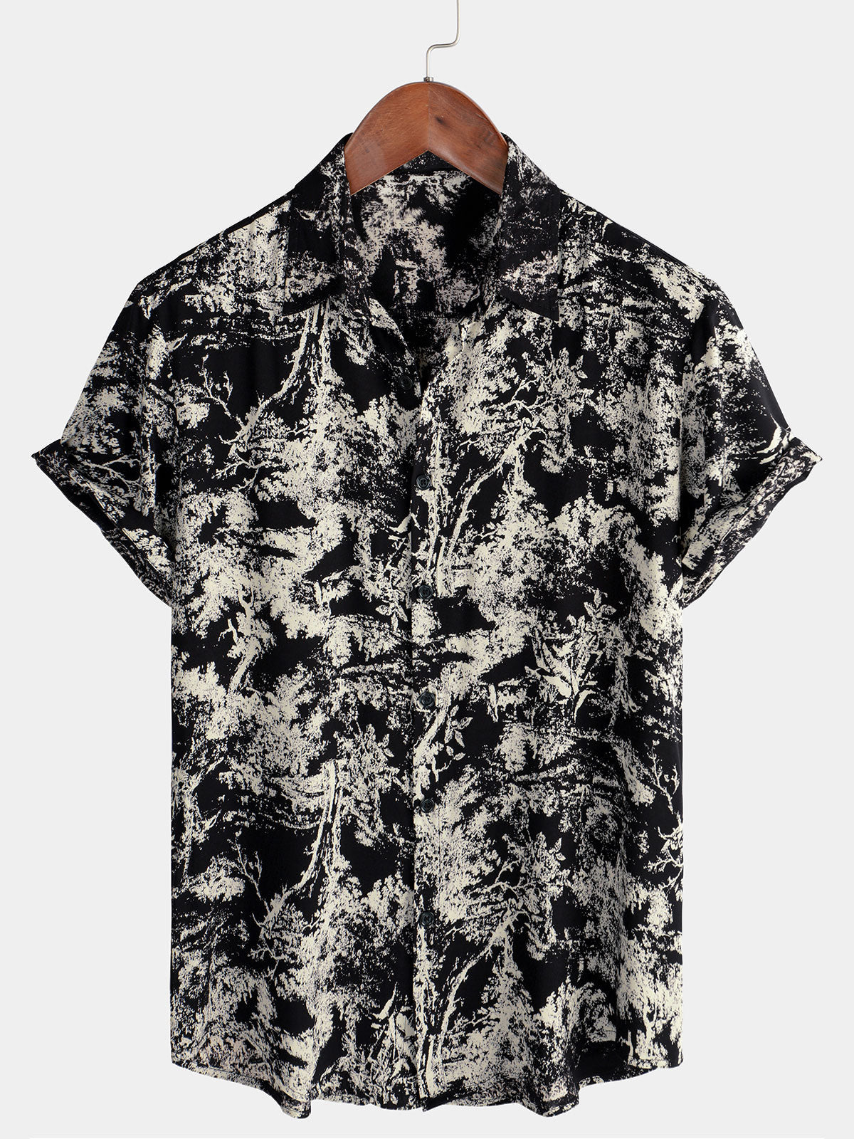Camisa retro casual Holiday Beach de manga corta Button Up para hombre