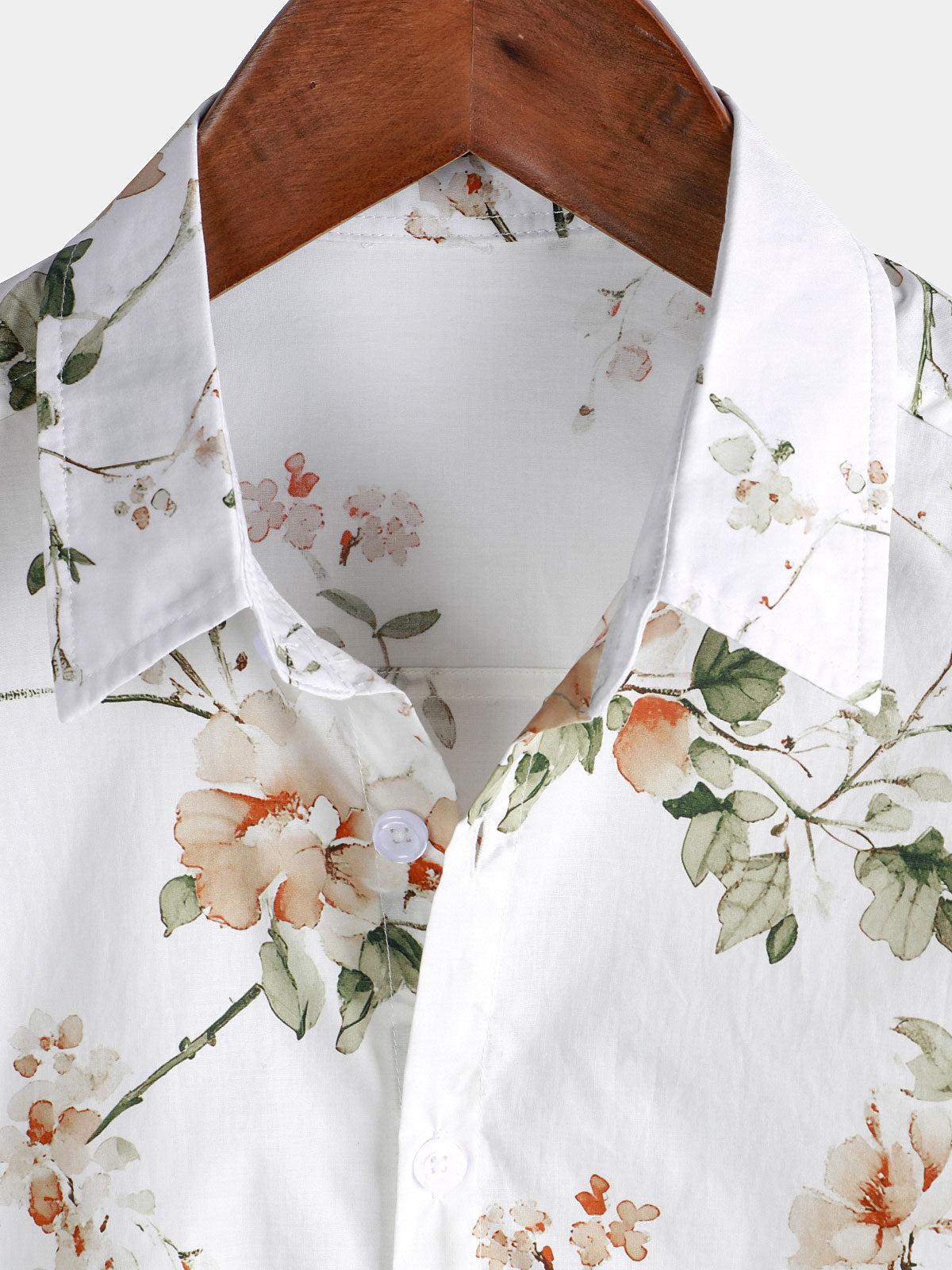 Camisa Flower estampado de algodón Hawaiian floral de manga corta para hombre