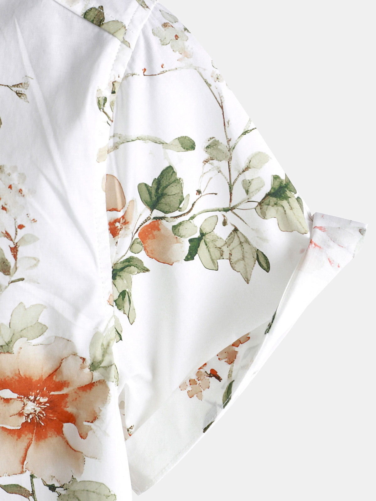 Camisa Flower estampado de algodón Hawaiian floral de manga corta para hombre