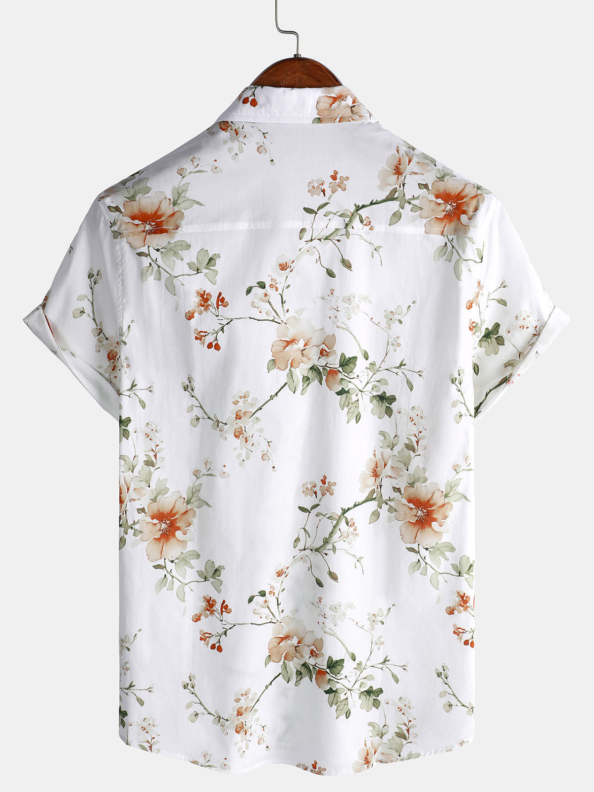 Camisa Flower estampado de algodón Hawaiian floral de manga corta para hombre