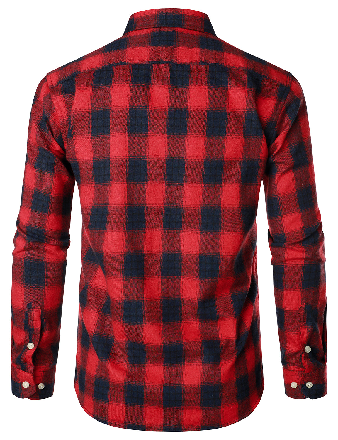 Camisa casual a cuadros Double Pocket Flannel Checkered Button Up de manga larga para hombre
