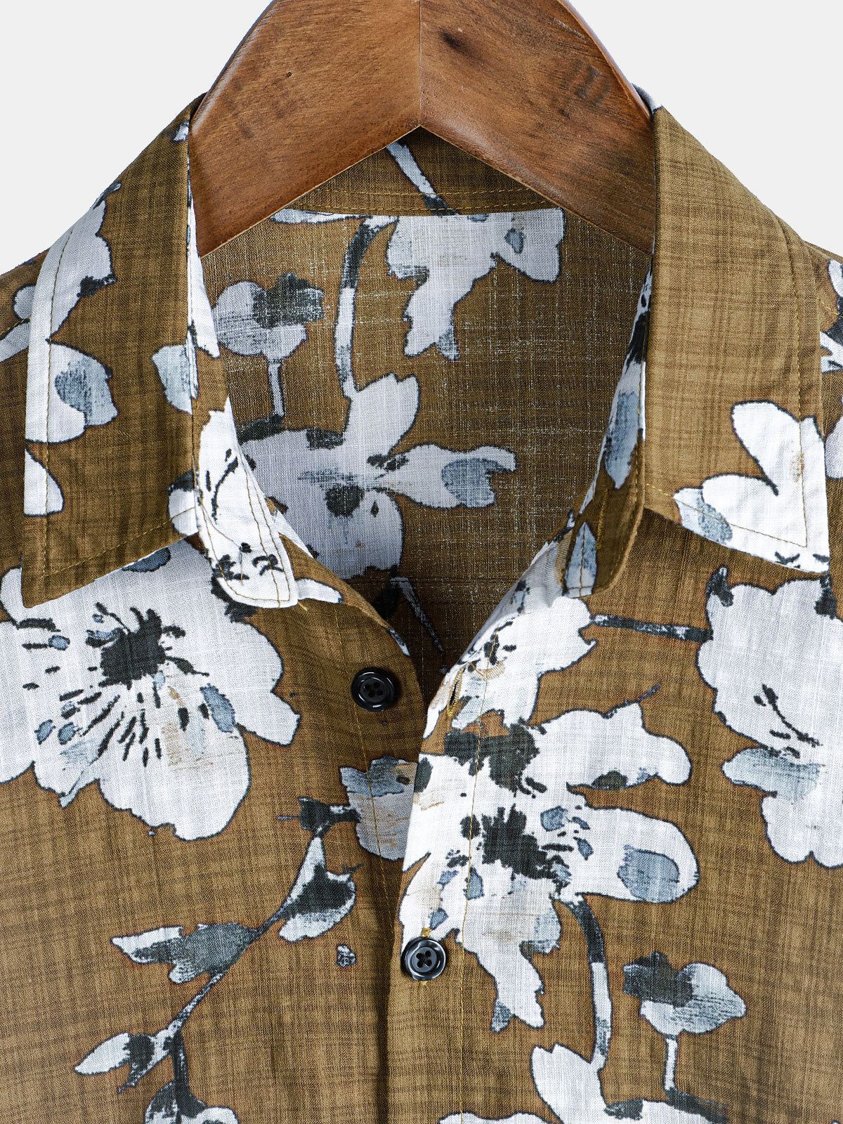 Camisa Lightweight transpirable de algodón Tropical Style de manga corta Button Up para hombre