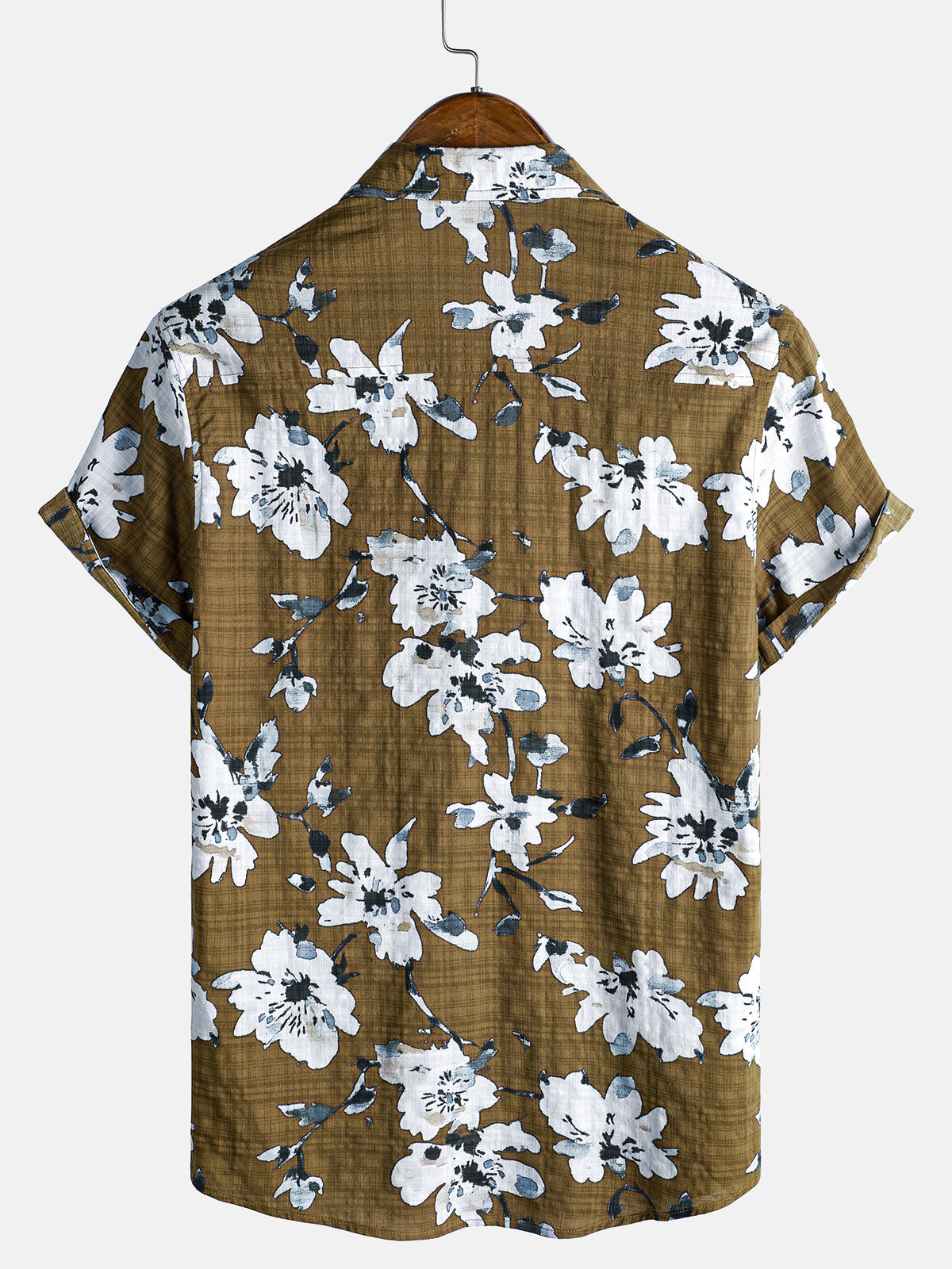 Camisa Lightweight transpirable de algodón Tropical Style de manga corta Button Up para hombre