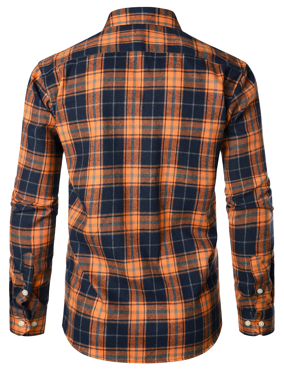 Camisa casual a cuadros Double Pocket Flannel Checkered Button Up de manga larga para hombre