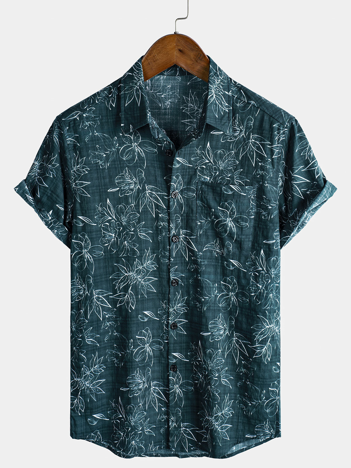 Exotic Botanical Graphic transpirable de algodón Tropical Style de manga corta Resorcamiseta para hombre