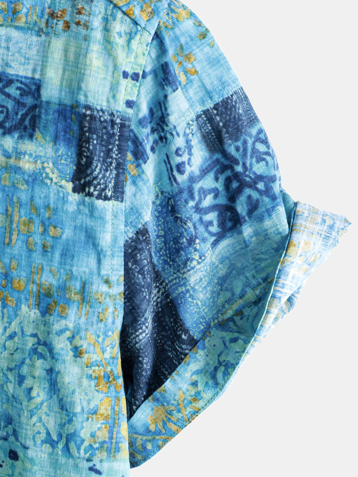 Camisa Patchpara trabajo estampado transpirable de algodón de manga corta con botones para hombre