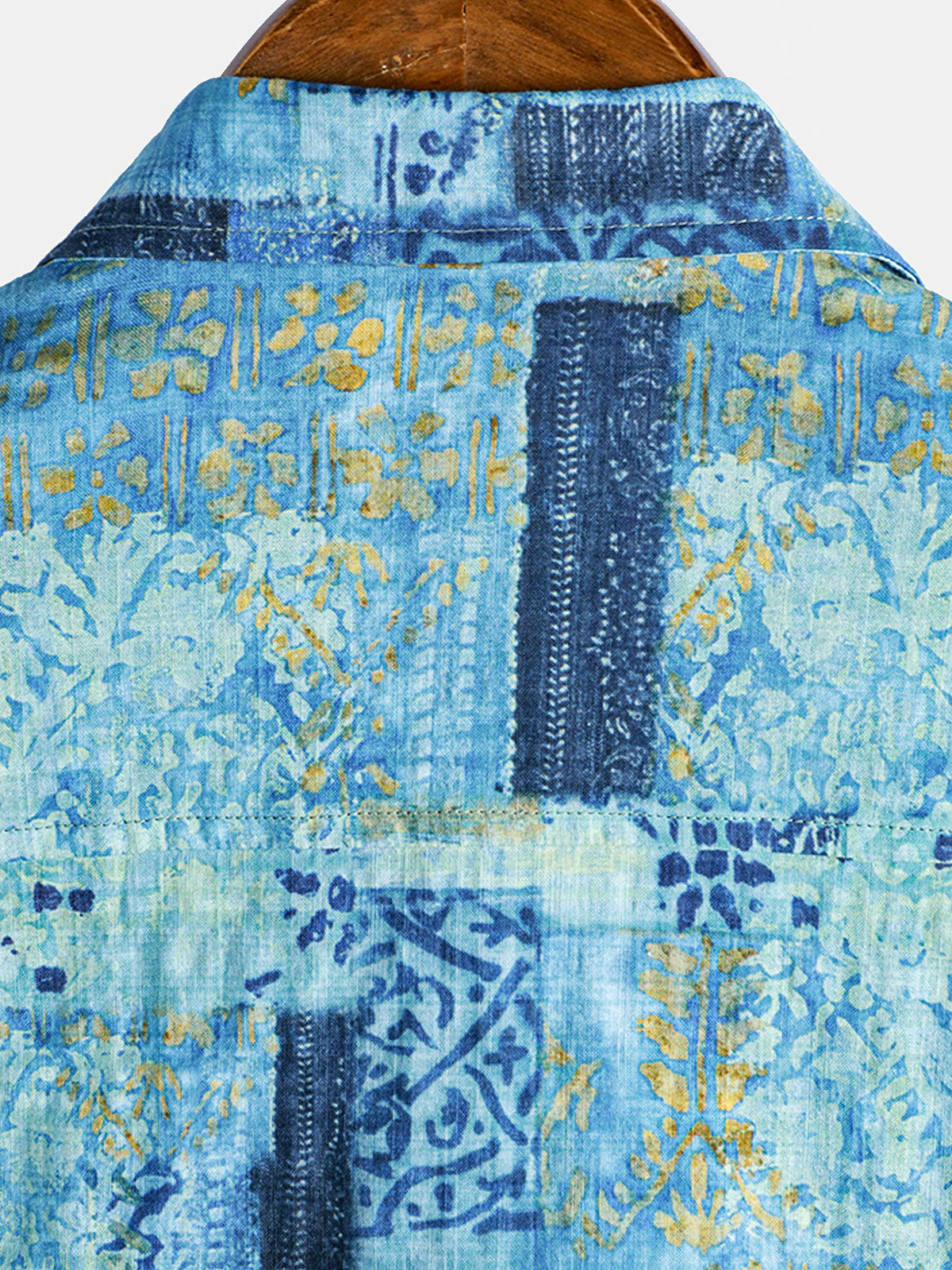 Camisa Patchpara trabajo estampado transpirable de algodón de manga corta con botones para hombre