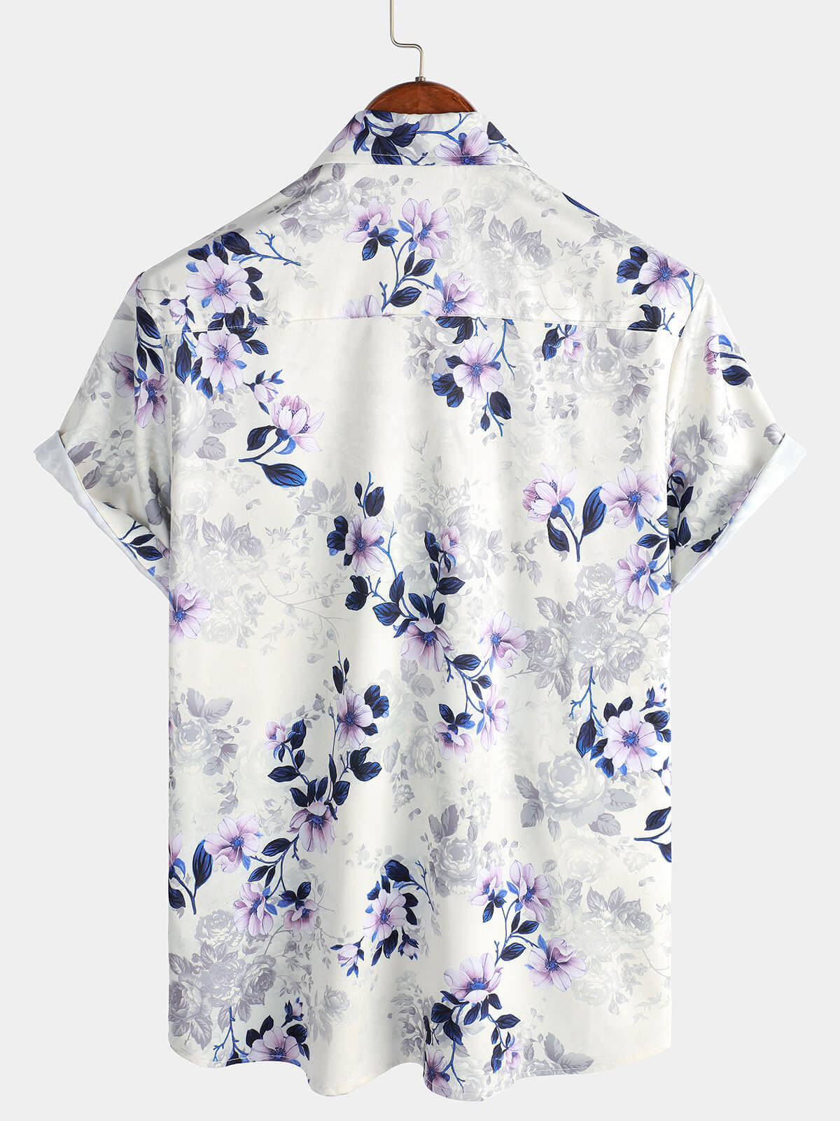 Camisa Summer de manga corta floral estampado casual Button Up para hombre