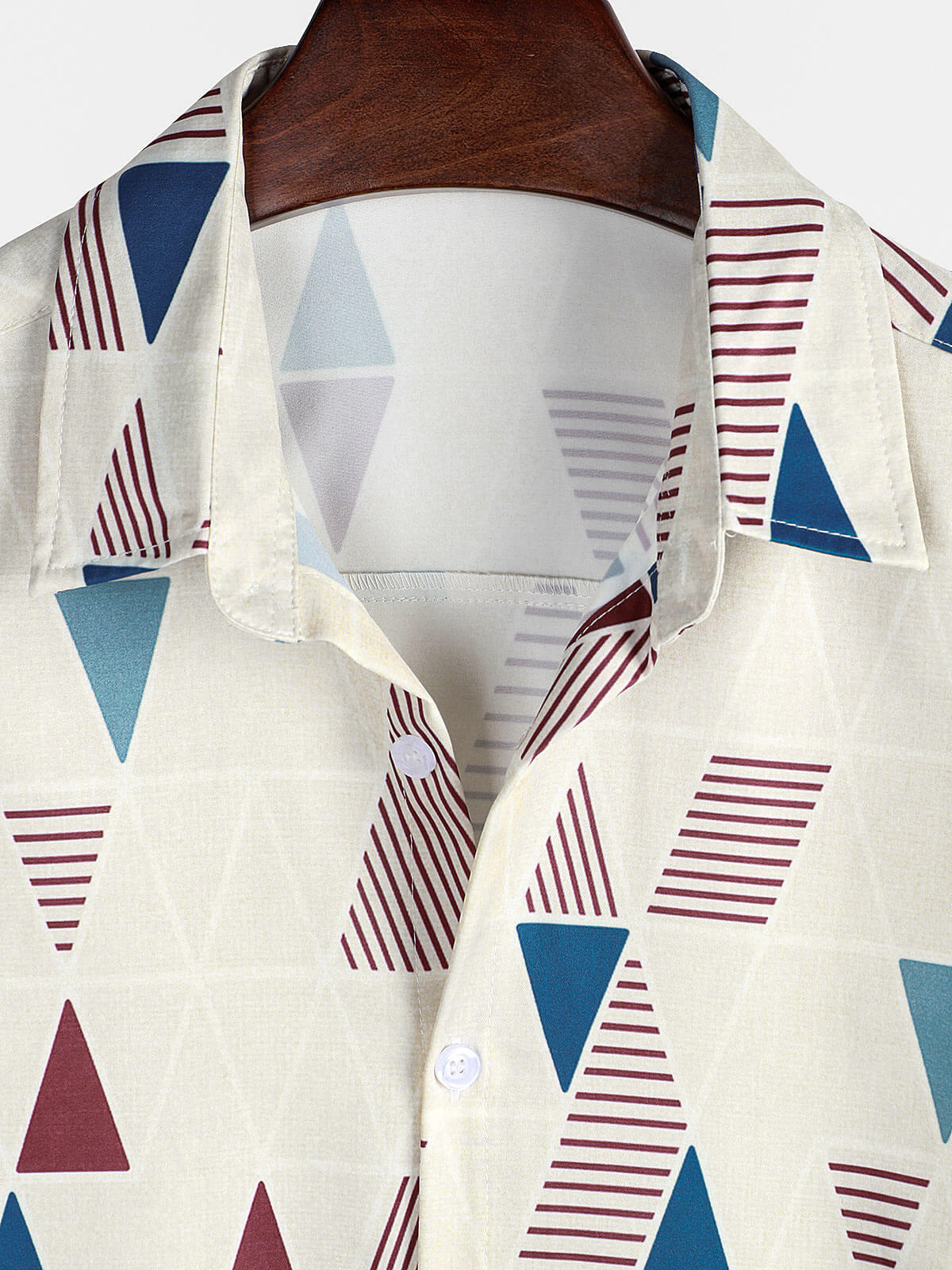 Camisa vintage de manga corta Art Geometric estampado casual Button Up para hombre
