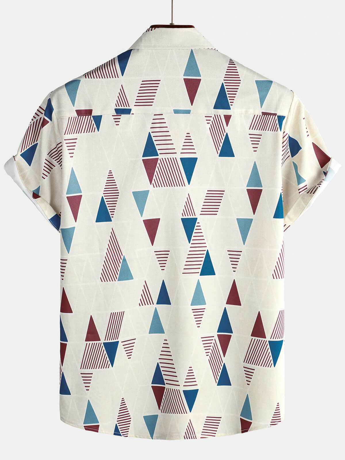 Camisa vintage de manga corta Art Geometric estampado casual Button Up para hombre