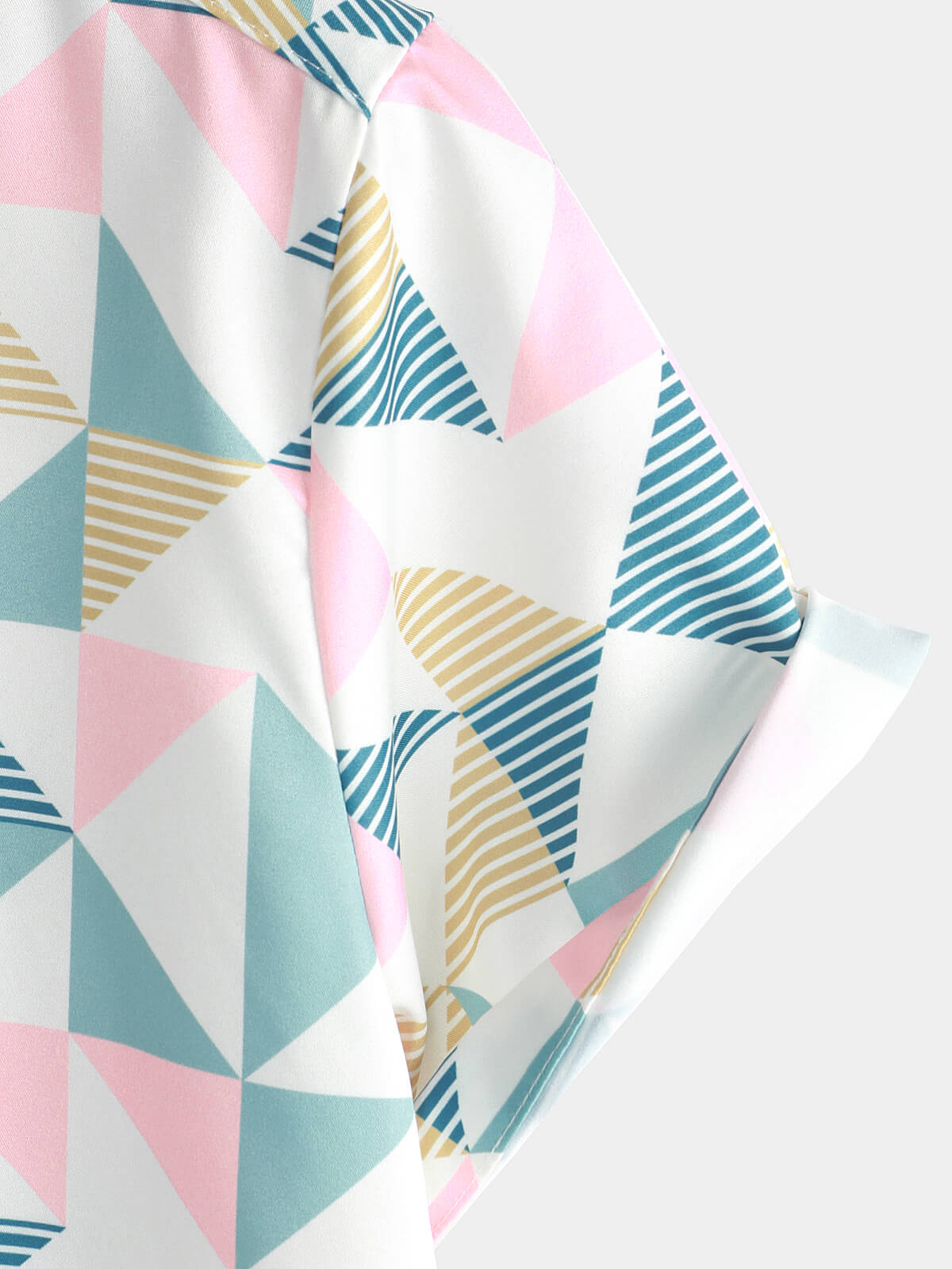 Camisa casual Art Triangle Geometric estampado Summer de manga corta Beach para hombre