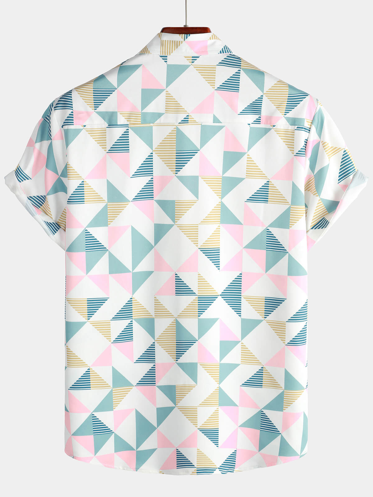Camisa casual Art Triangle Geometric estampado Summer de manga corta Beach para hombre