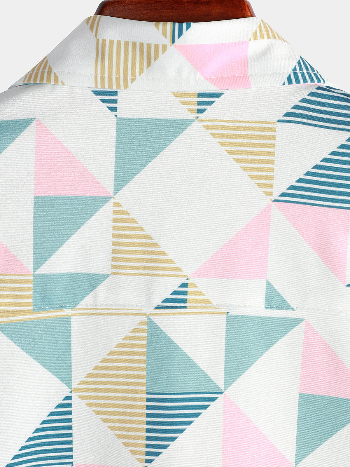Camisa casual Art Triangle Geometric estampado Summer de manga corta Beach para hombre