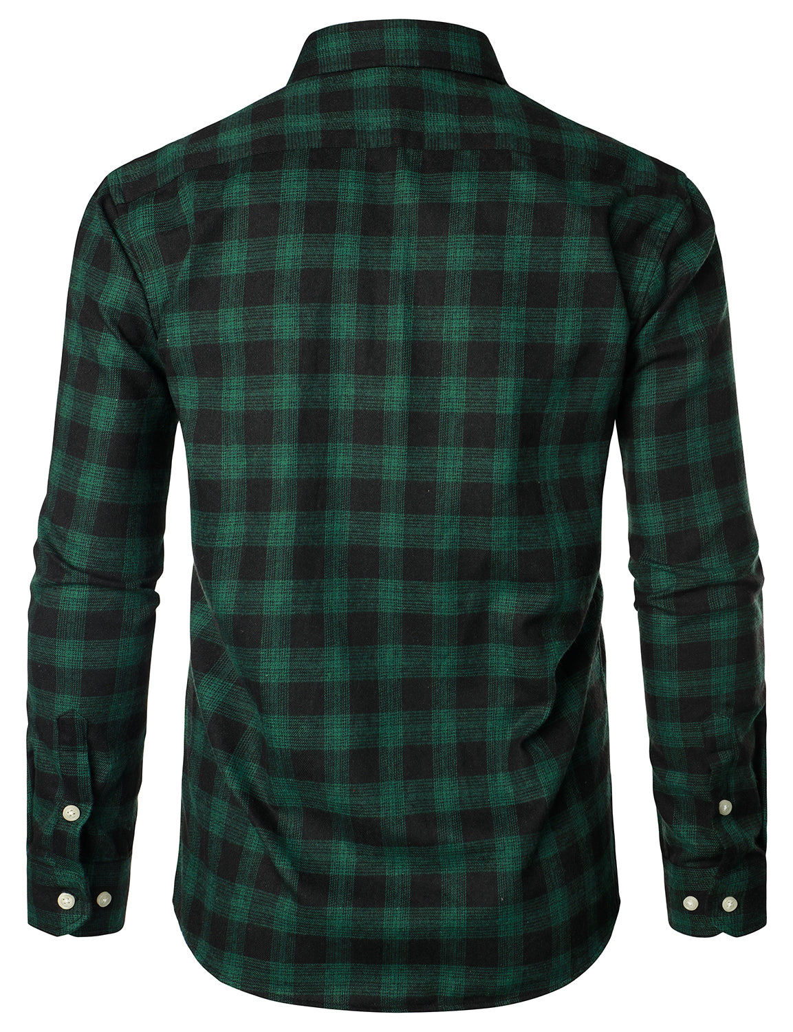Camisa casual a cuadros Double Pocket Flannel Checkered Button Up de manga larga para hombre