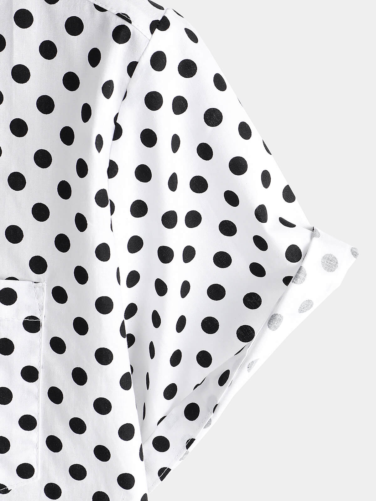 Camisa de algodón casual Polka Dot Summer White Pocket de manga corta para hombre