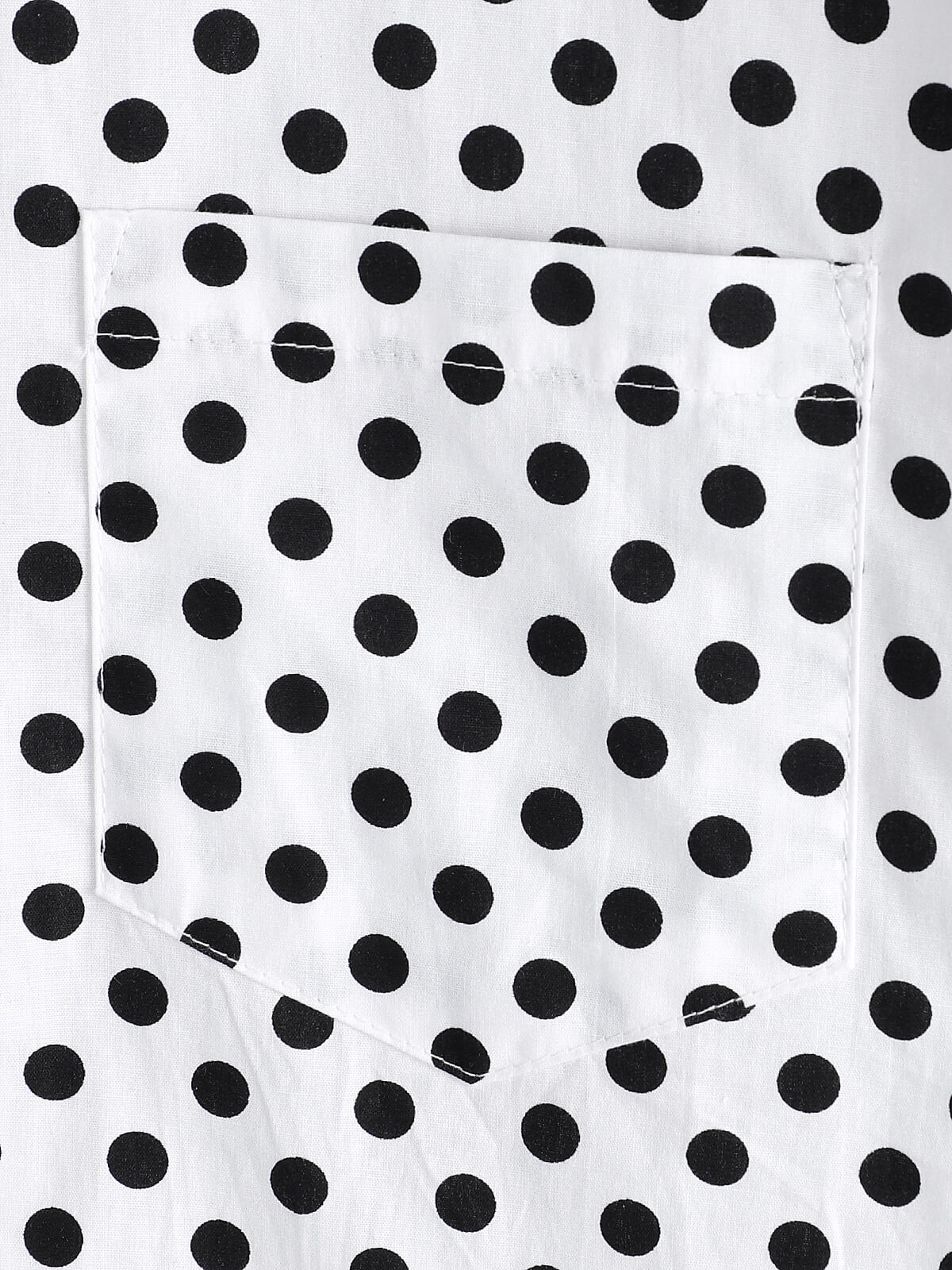 Camisa de algodón casual Polka Dot Summer White Pocket de manga corta para hombre