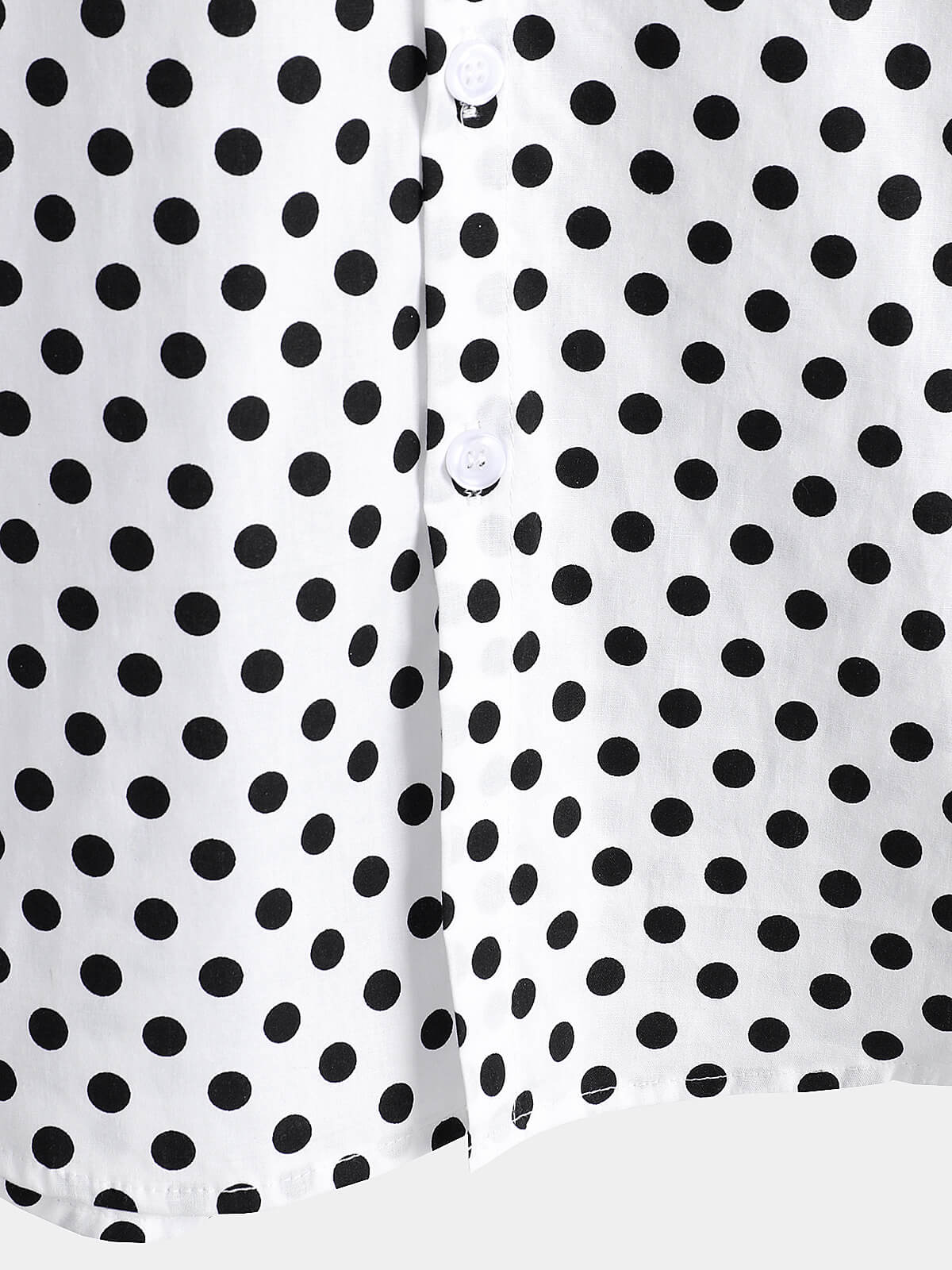 Camisa de algodón casual Polka Dot Summer White Pocket de manga corta para hombre