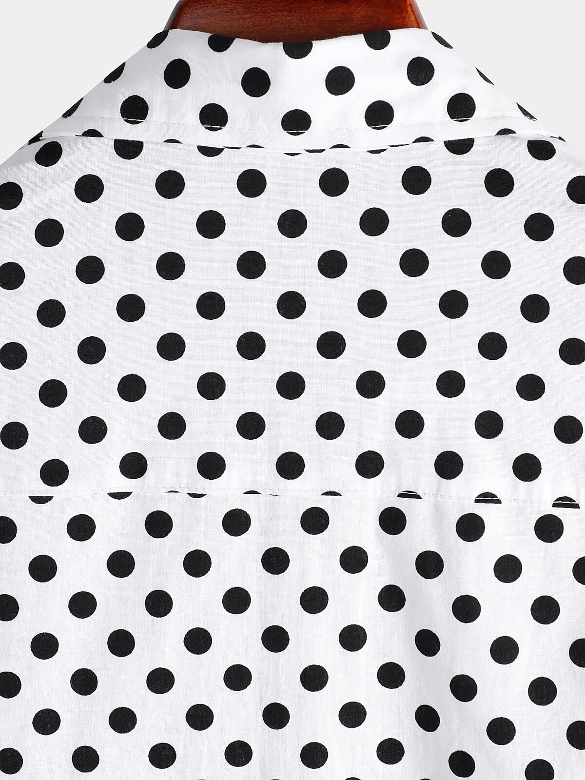 Camisa de algodón casual Polka Dot Summer White Pocket de manga corta para hombre