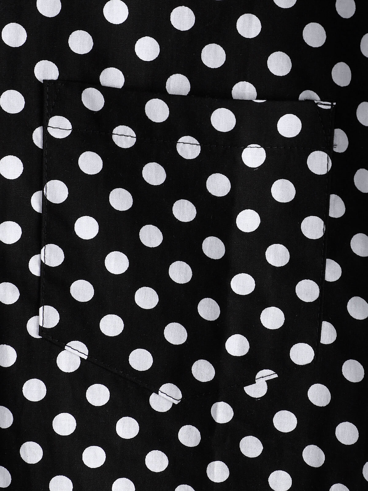 Camisa de algodón casual Polka Dot Summer Black Pocket de manga corta para hombre