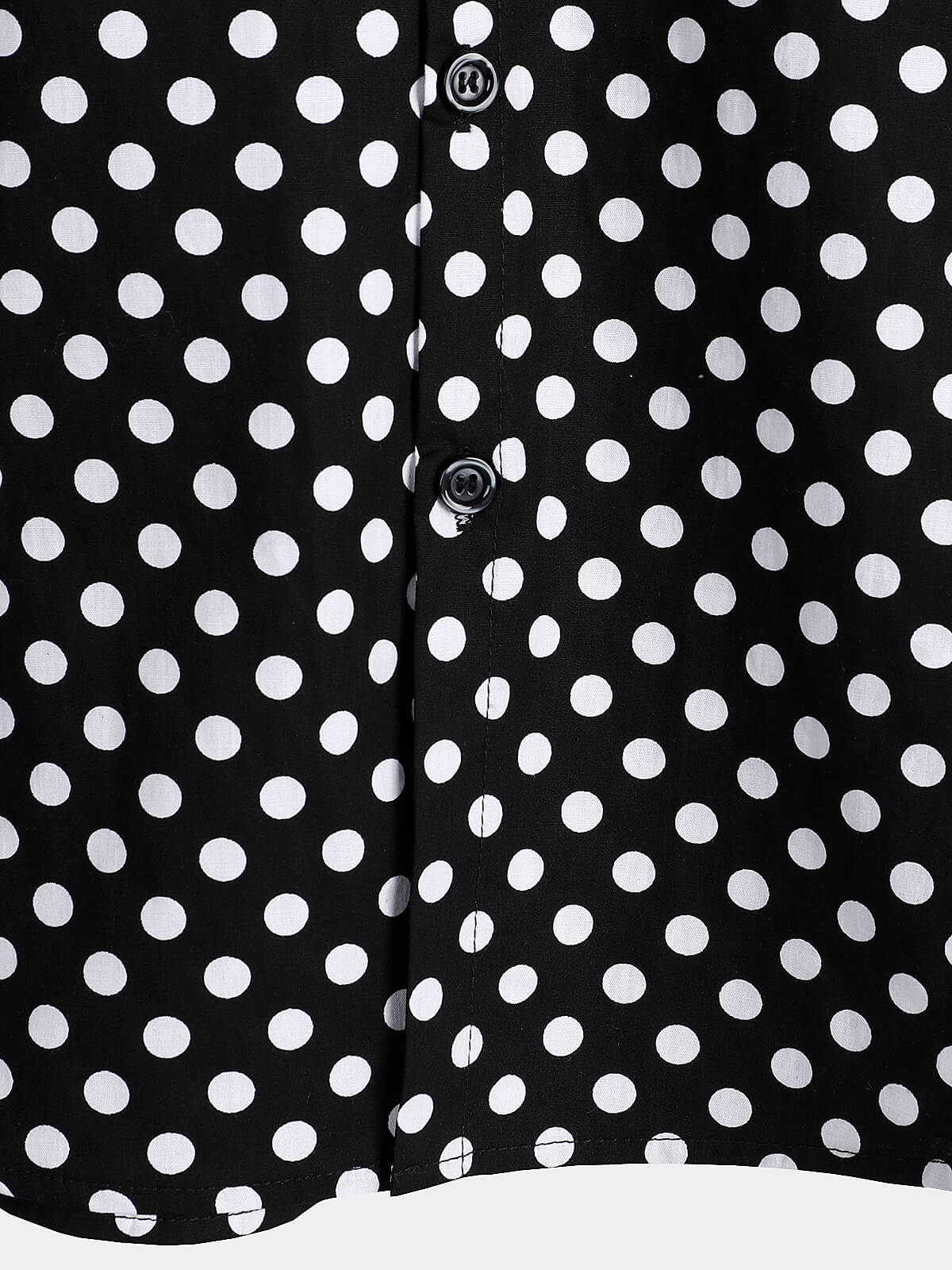 Camisa de algodón casual Polka Dot Summer Black Pocket de manga corta para hombre