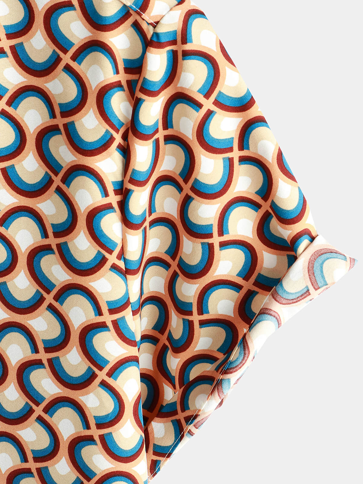 Camisa retro Button Up vintage Geometric Circle Cool Summer Beach de manga corta para hombre