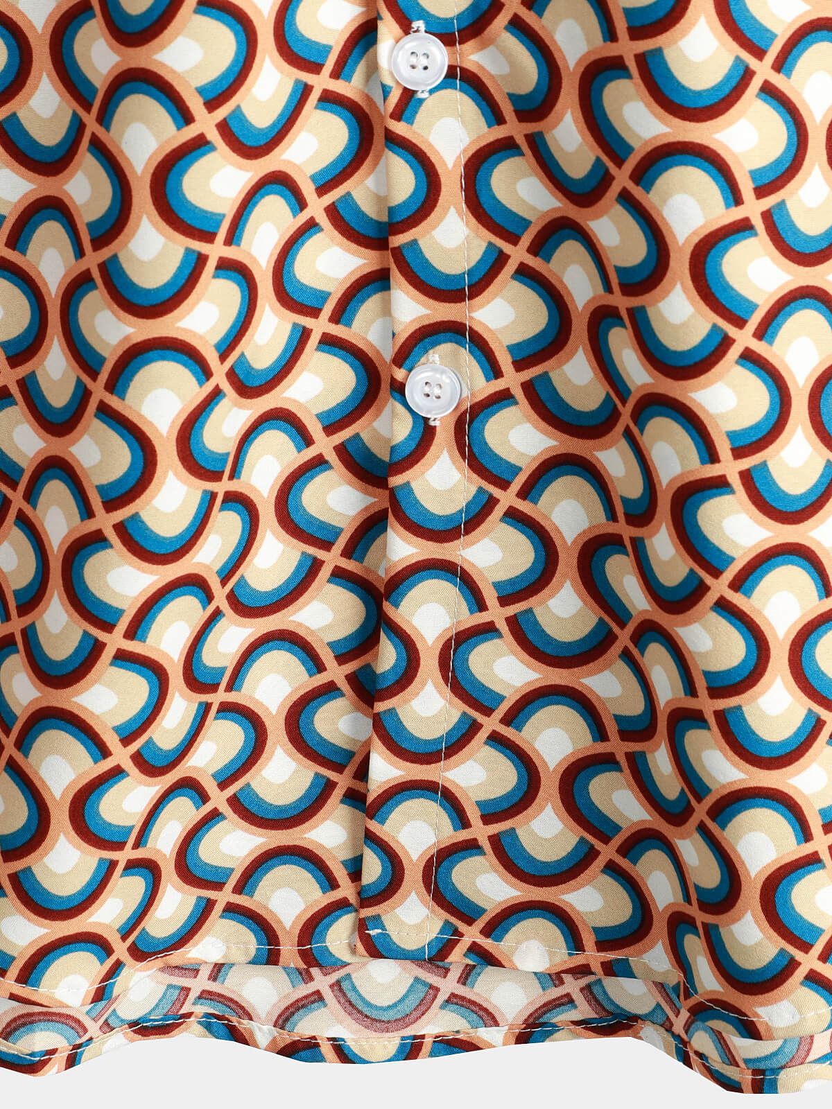 Camisa retro Button Up vintage Geometric Circle Cool Summer Beach de manga corta para hombre