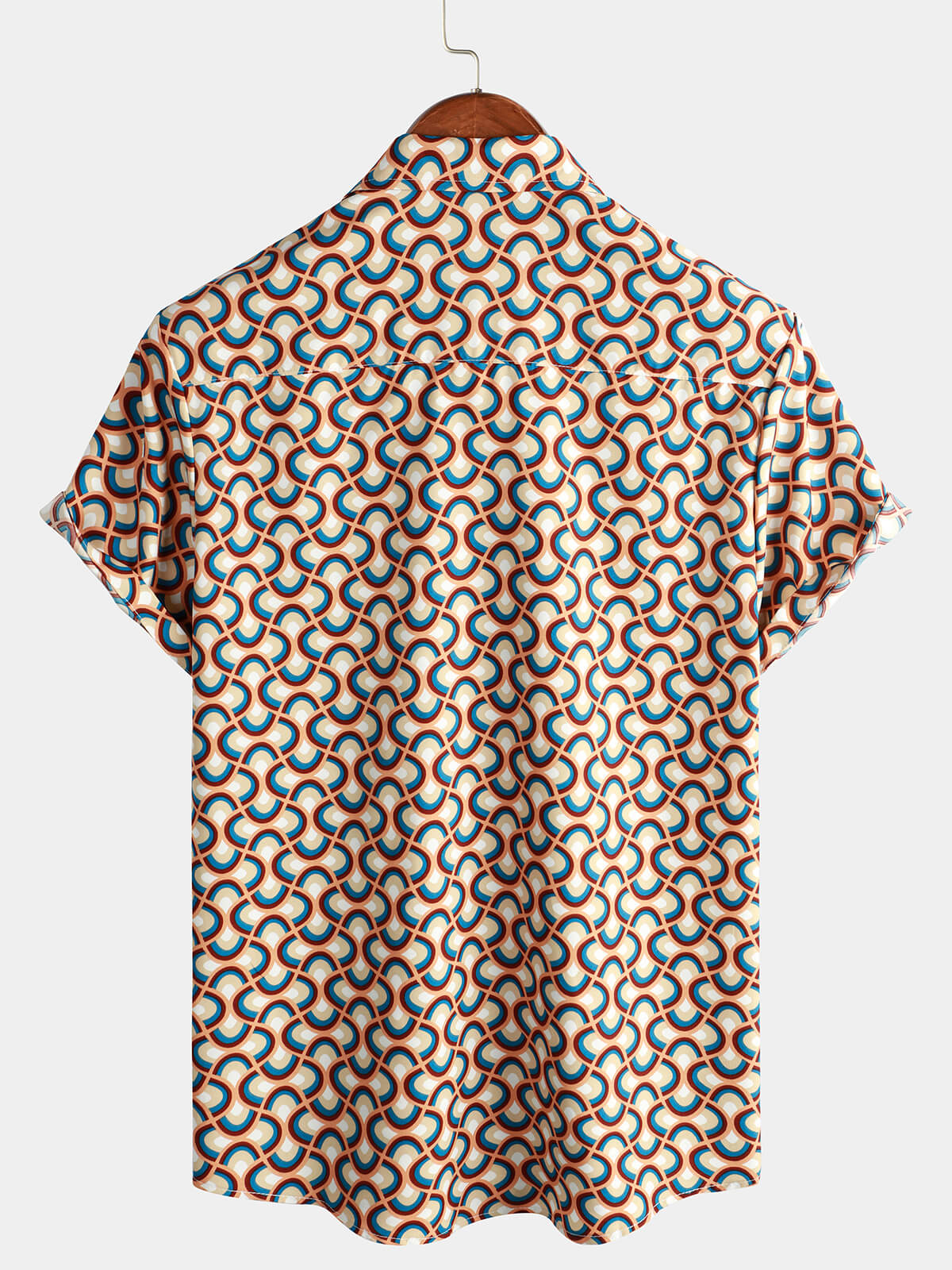 Camisa retro Button Up vintage Geometric Circle Cool Summer Beach de manga corta para hombre