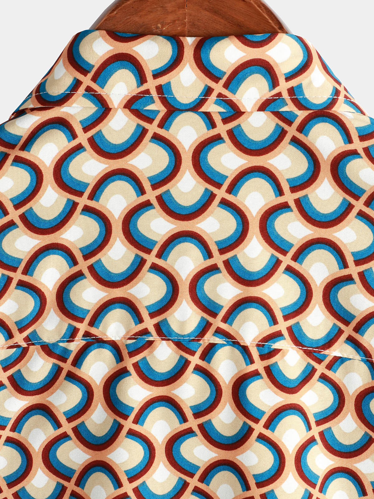 Camisa retro Button Up vintage Geometric Circle Cool Summer Beach de manga corta para hombre