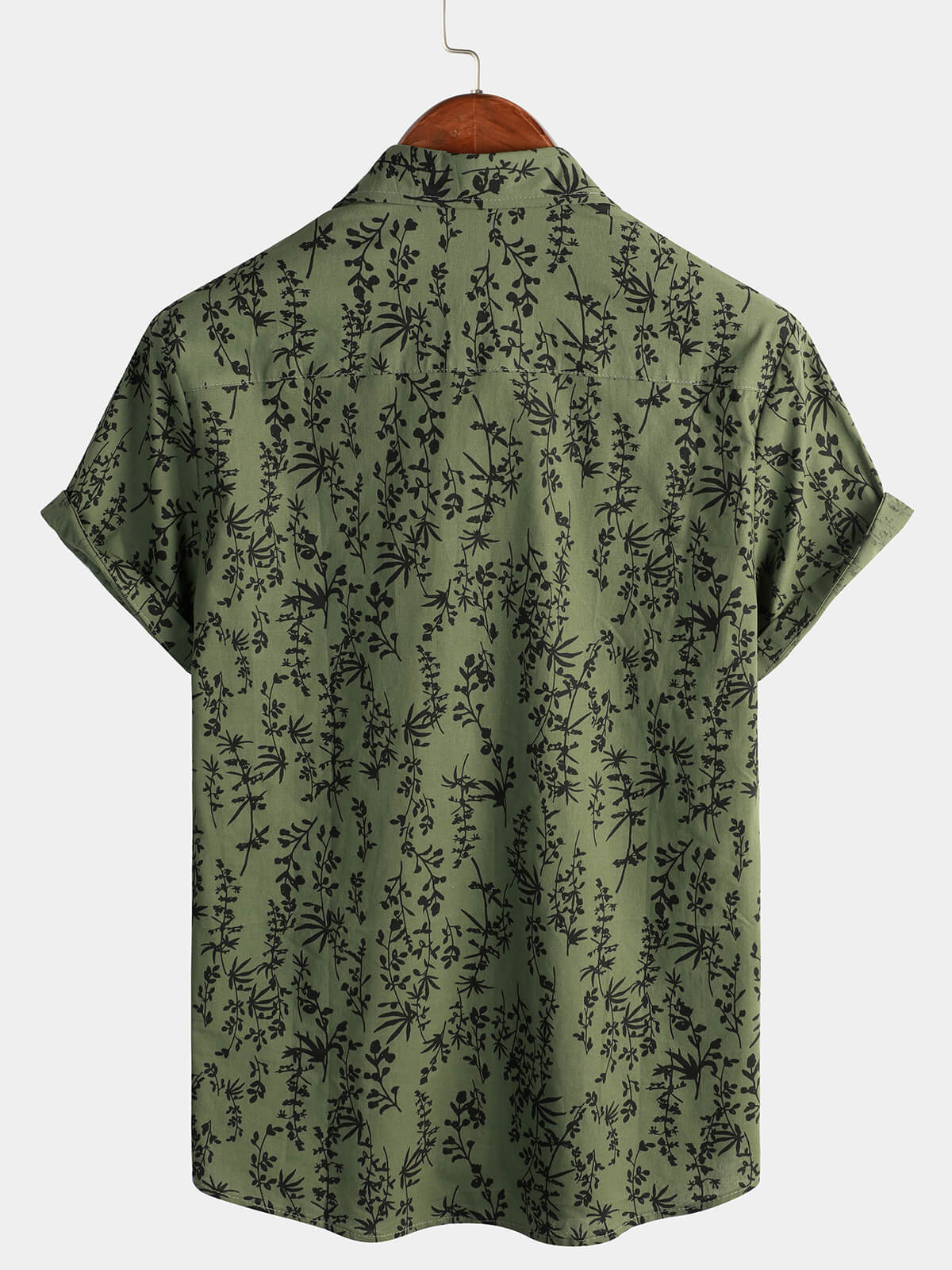 Camisa Green de algodón Hawaiian Summer vintage floral Holiday Cruise de manga corta Button Up para hombre